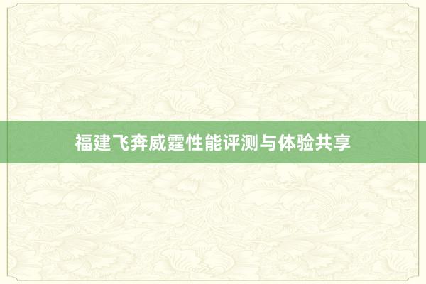 福建飞奔威霆性能评测与体验共享